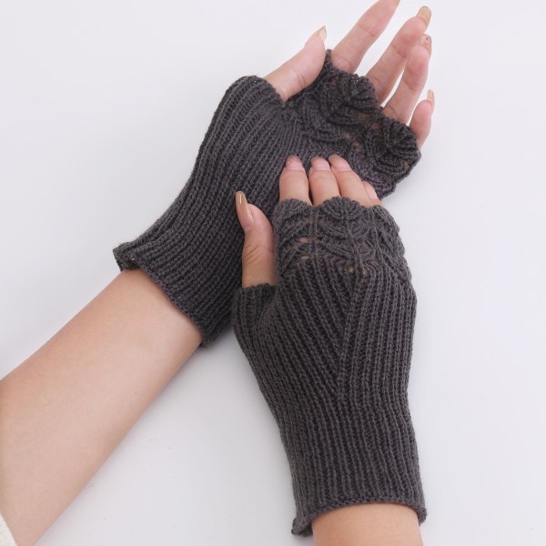 /#/Dark gray knitted gloves woolen gloves/#/