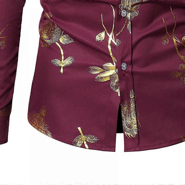 Miesten ruusukultafolio painatus pitkähihainen paita - 2XL