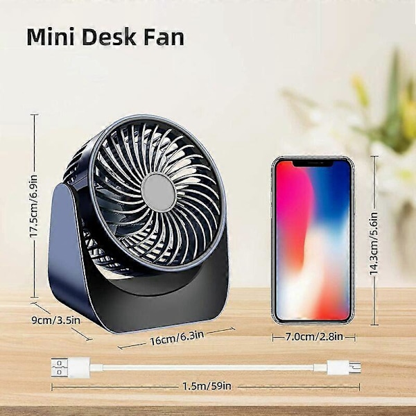 USB-ventilator, lille ventilator, bærbar lydløs mini USB-ventilator