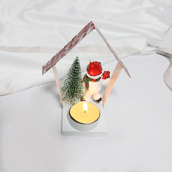 Julgransljusstake i metall med snögubbe/tomte/älg, värmeljushållare, juldekorationer, klassiska ljus, järnställ
