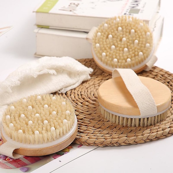 Kroppsborste Den exfolierande borsten Badborsten med naturliga borststrån för att eliminera celluliter och toxiner från död hud Behandlingen