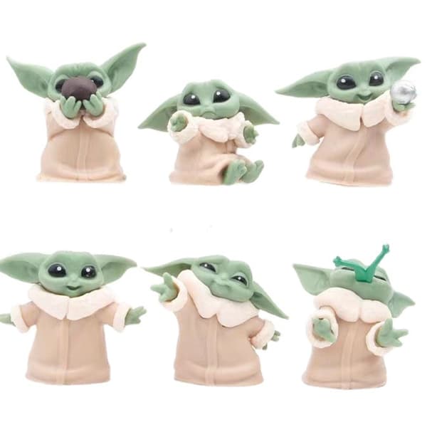 #6 stk Baby Yoda, Star Wars romvesenfigur#