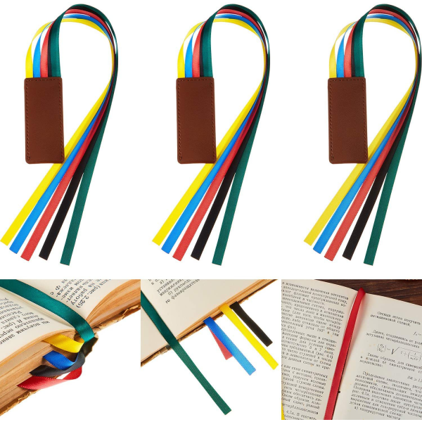 #Pieces Bogmærker i imiteret læderbånd Bogmærke med 5 farverige bånd Bogmærker til bibelromanbøger#