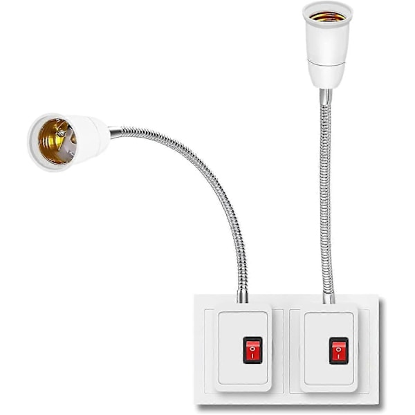2 stycken E27 LED-glödlampfäste, omvandlare lamphållare med strömbrytare, E27-sockel med strömbrytare, lampvägguttag, läslampa, E27-sockel, för sovrum