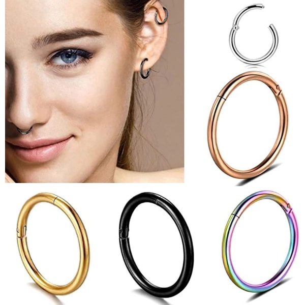 #Sæt med 5 rustfrit stål næseringe 1,0 mm*6 mm 5 farver Seje perforeringer#