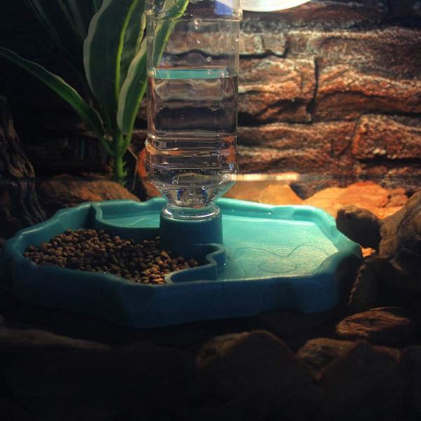 *Reptil Vanddispenser, 2 i 1 Anti-Overflow Foderdispenser Skål*