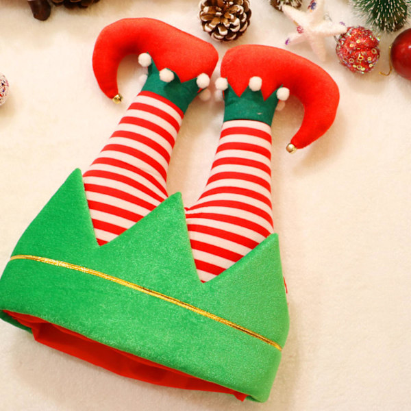Farfi Rolig Julhatt Kreativ Tomte Ben Hatt Flanell Clown Mössa För Julfest Favorit Röd