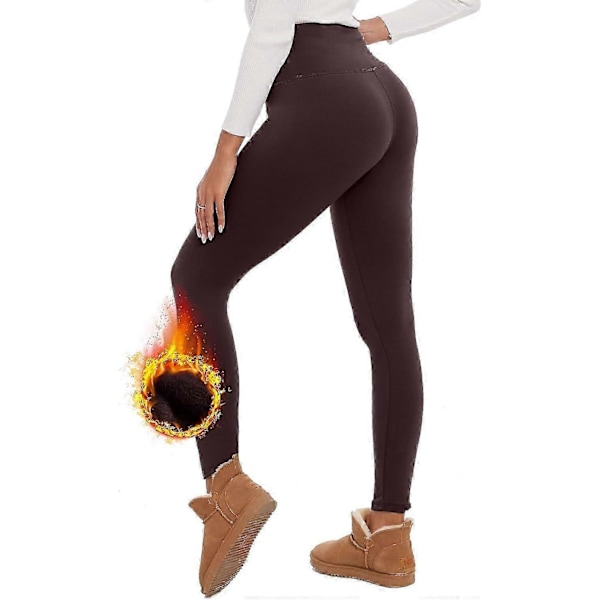 Højtaljede leggings til kvinder UK Termiske tykke fleeceforede leggings bløde og varme