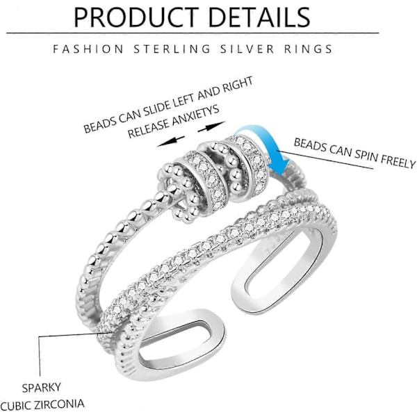 Til min datter Fidget Ring Anti Angst Ring med Perler Spinner til Piger Gave