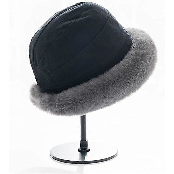 Plysset Fuzzy Bucket Hat til Kvinder Varm Fluffy Faux Fur Fiskerhat Vinter Ski Udendørs Vindtæt Varm Fleeceforing Hat