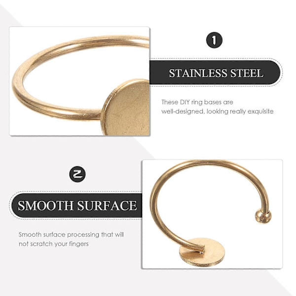 10 stk. Ringemner for smykkelaging Justerbare ringbaser Ringemner Smykkefunn DIY-utstyr