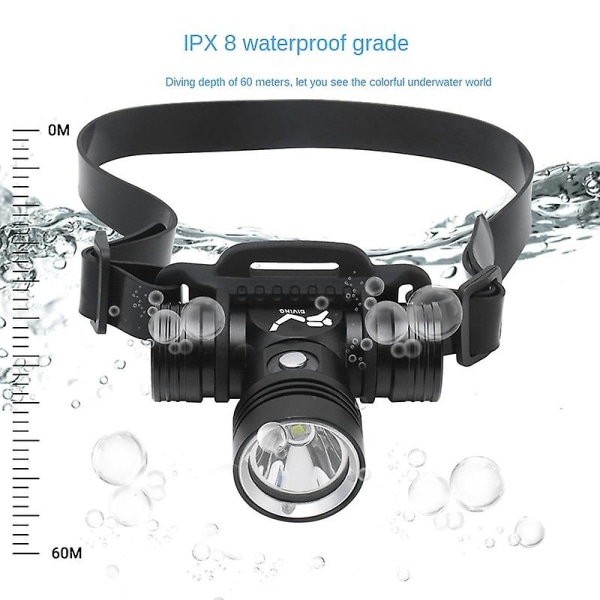 Diving Headlamp Underwater Photography Lights Diving 60 Mete