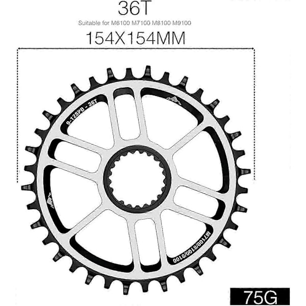12 Speed Kædekrans, 36T T6 Aluminium Legering Direkte Montering Kædekrans Enkelt Rund Holdbart Kranksæt