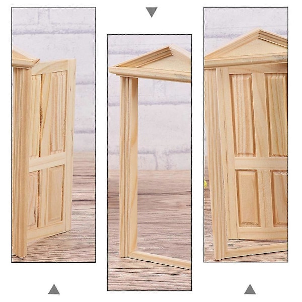 2 stk. Dukkehus Dekor Miniature Trædør Vinduesdekor DIY Dukkehus Tilbehør