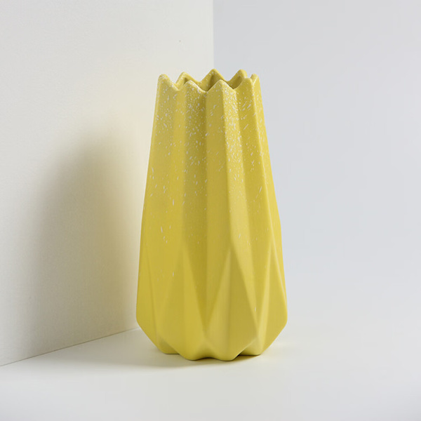 Keramisk Vase Pampas Grass Vase Håndlaget Geometrisk Hvit Gull