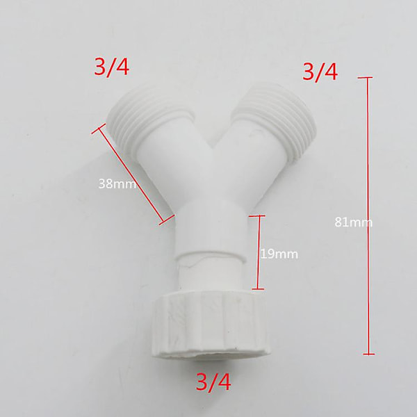 Y-Stykke til Vaskemaskine - 3-Vejs Opvaskemaskineventil - Vaskemaskine Manifold Vandforsyning 3/4\" - Plastikgevind, 1 Flad Pakning Medfølger