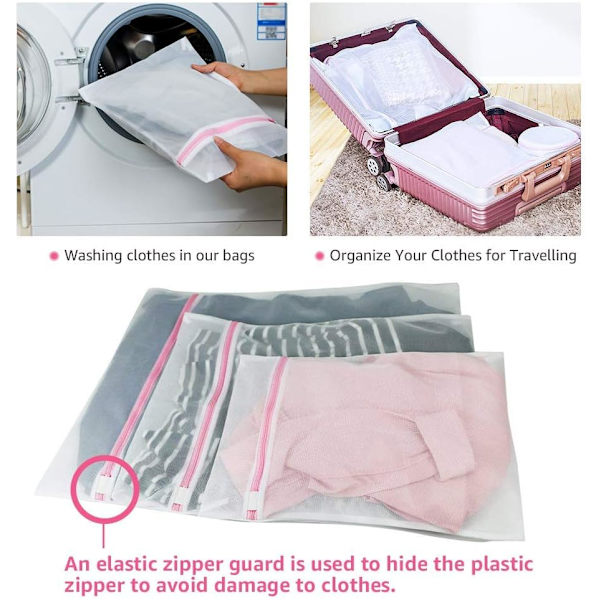 *Vaskeri Nett Stoffposer for Vaskeri - Pakke med 5 (1XL+2L+2M) Gjenbruk*