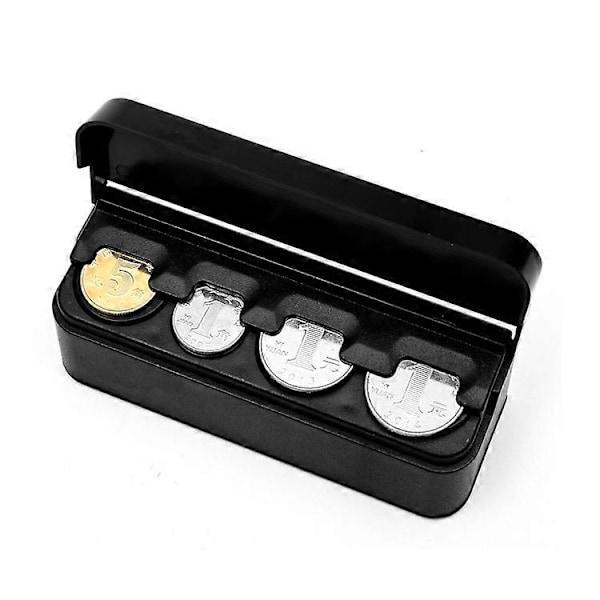 Myntbehållare för bil, organiserare för växel, universell förvaring, myntautomat, kompatibel med de flesta bilar, lastbilar, tillbehör (Svart, 1-pack)
