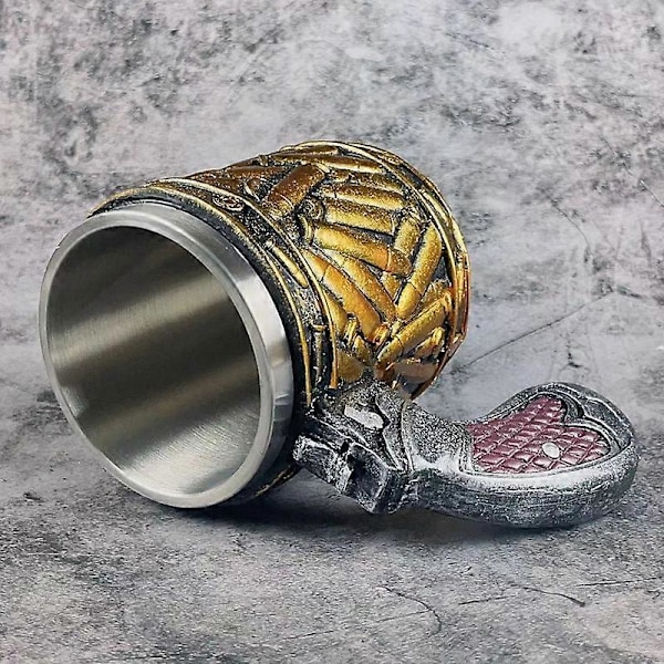Ölmugg i rostfritt stål med kulmönster, Revolver Gun Bullet Beer Cup, present till pojkvän, far