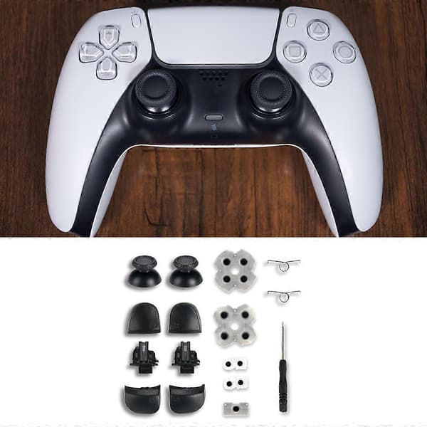 For PS5-kontroller Trigger-knapper 3D Analog Stick+Lede Gummi Skrutrekker