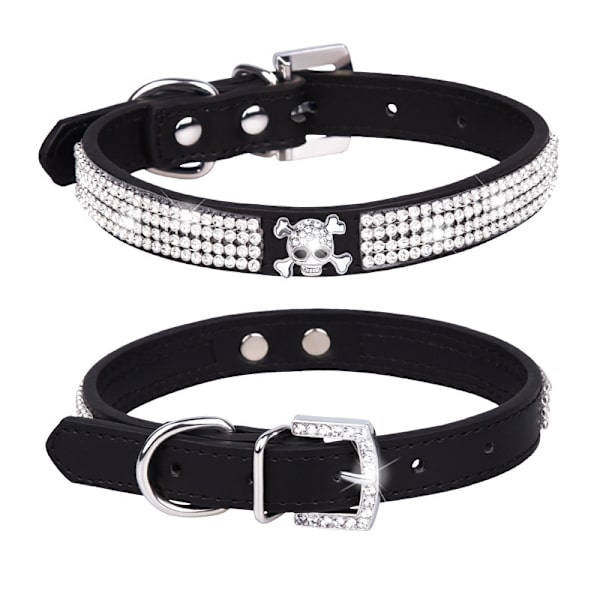 S-CP376-4 Svart - 2 stycken Justerbara syntetiska läderhalsband med