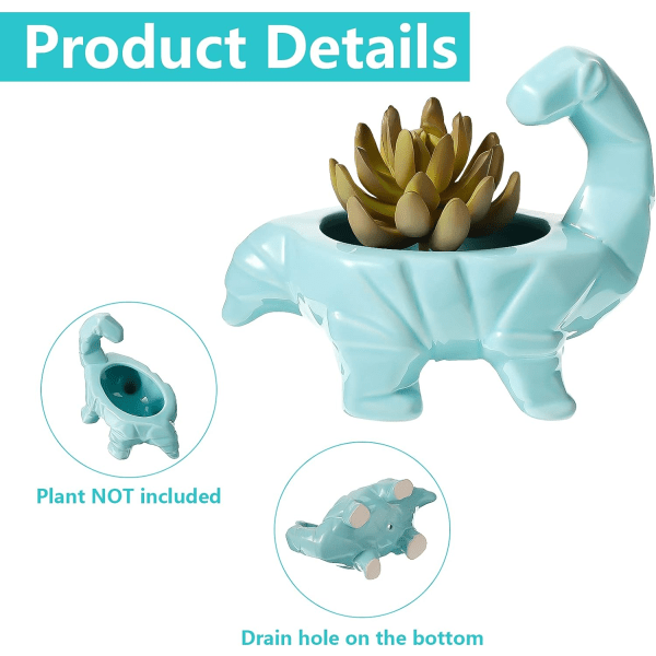 *Söt dinosaurie keramisk blomkruka suckulent växt blomkruka med*