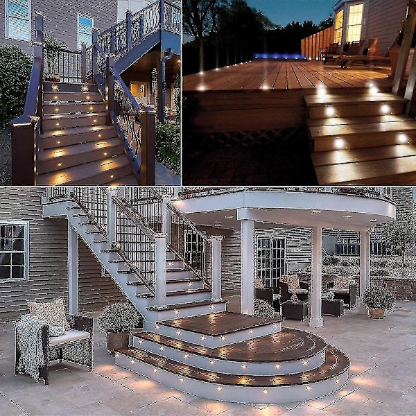 Pakke med 10 udendørs forsænkede LED spotlights, IP67 vandtæt, varm hvid 3000k lys, 32mm 0.6w DC12V