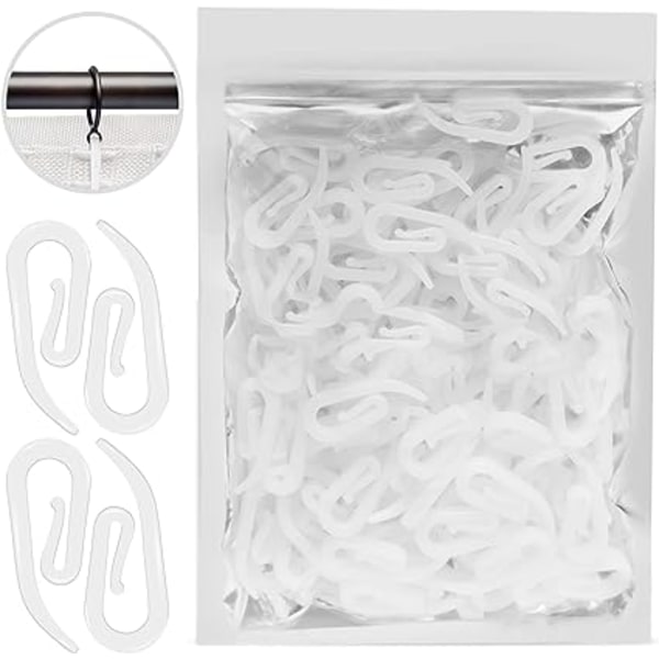 100 stk. Gardinringe i Plastik Hvid Pakke med 120 – 2,8 cm x 1,2 cm