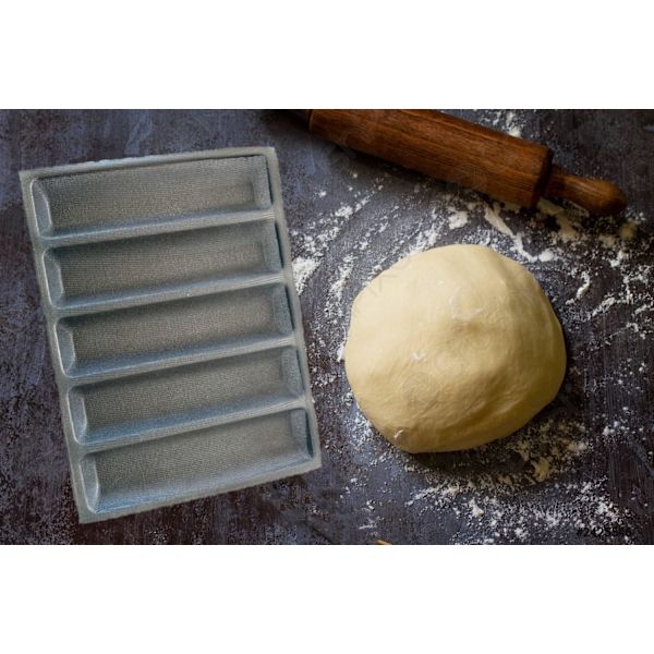 Fransk baguette brödform med 5 flätade silikonformar, enkel att lossa