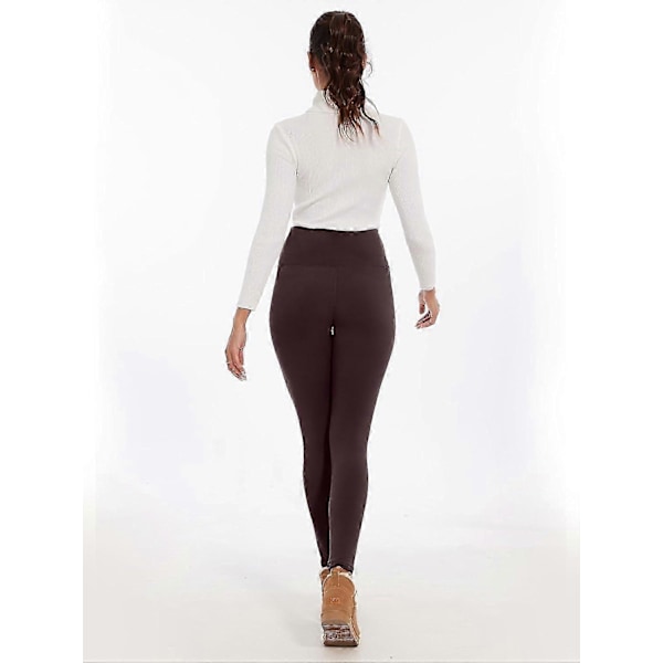 Højtaljede leggings til kvinder UK Termiske tykke fleeceforede leggings bløde og varme
