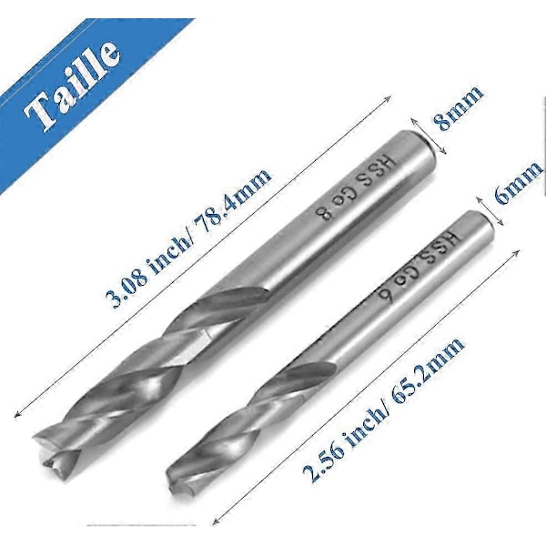 2-pack punktsvetsborrar, HSS Co M6&M8, kobolt höghastighetsstål svetborr verktygsset