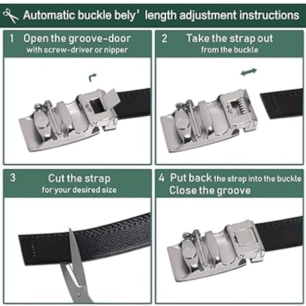 3,5 cm * 125 cm Miesten Nahkavyö, Automaattinen Solki Nahka Ratch