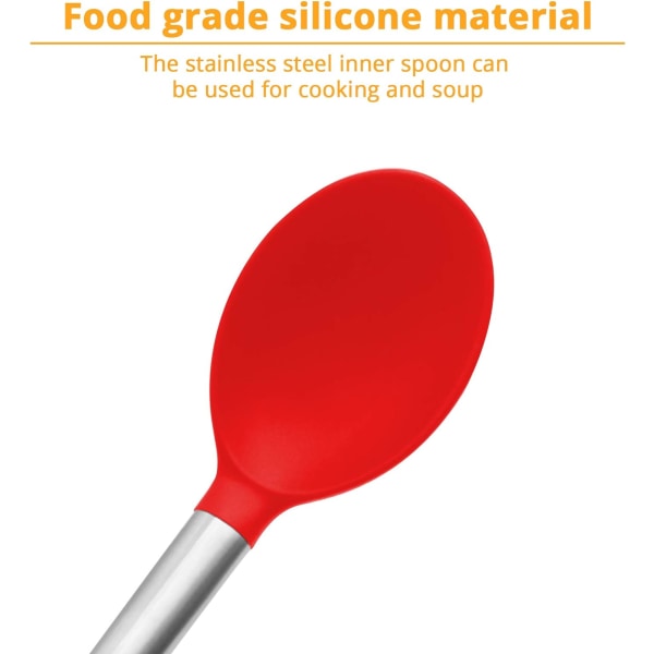 /#/Silicone Spoon, Stainless Steel Handle Seamless & Nonstick Kitch/#/