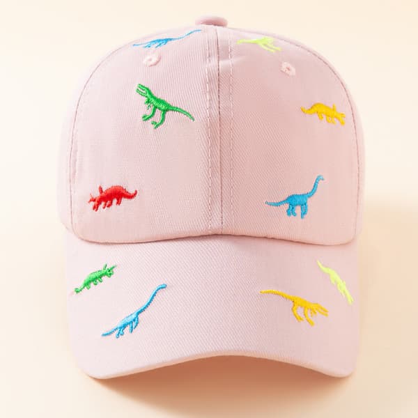 Pink Børne Solhat Dinosaur Baseball Cap Sommer Justerbar