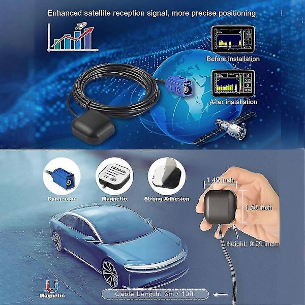 Aktiv GPS-navigationsantenn för fordon Fakra C Blå bilantenn för RAM - -