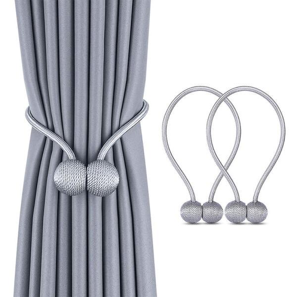 #2 Gardinbindinger Magnetisk gardinbinding Magnetisk flettegardinspenne (grå)#
