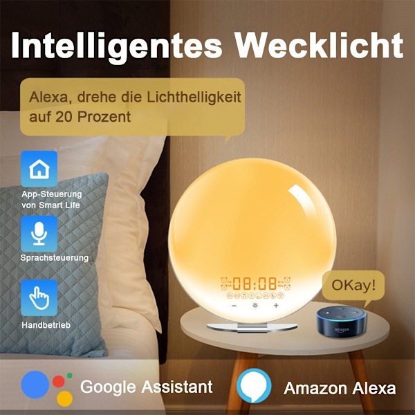 #Natlampe stemningslys vækkeur - søvnstøtte, Bluetooth, radio,#
