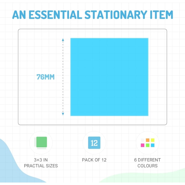 Gjennomsiktige Sticky Notes Sett med 6 Farger, 600 stk - Klare Sticky