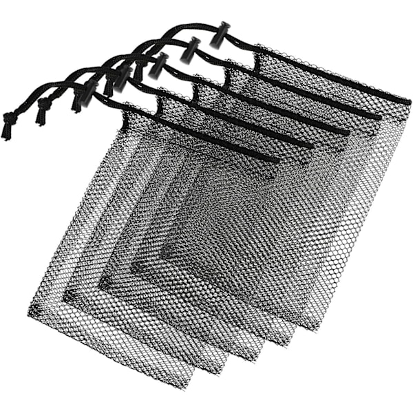 5 st Mesh-påsar Små, 20x15cm Påsar Dragskopåsar Mesh-påsar, Dragskopåsar Förpackningspåsar Mesh-påsar, Svarta Mesh-påsar Sandleksaker För Resor, Kosmetika