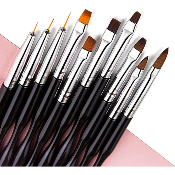 *Nagelkonstborste Nagel, 10 st Nagelborstar för UV Gel Nagelkonst Tips*