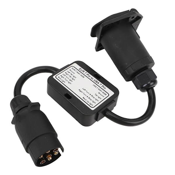 Tilhengeradapterplugg EUR 7-pinners til USA 7-pinners kontaktadapter med 3 til 2 systemkonverter for campingvogn, båt, bobil