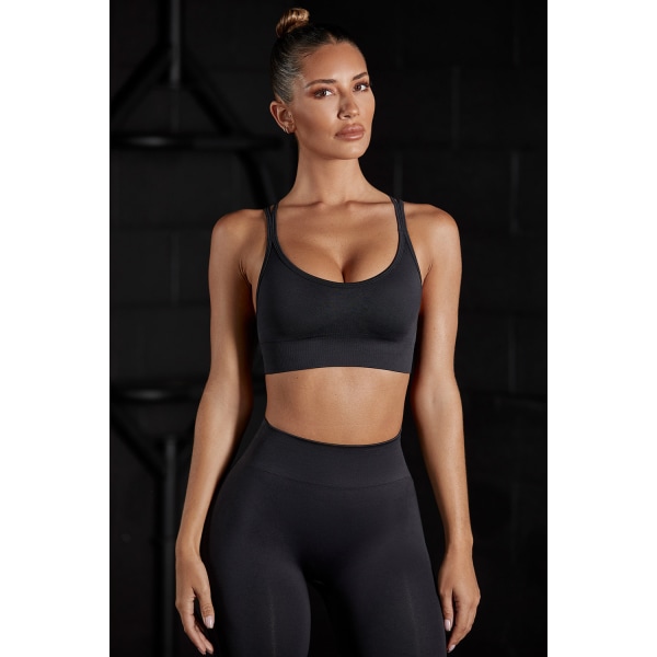 Svart (M) Sports-BH Trådløs BH Polstret Yoga Crop BH