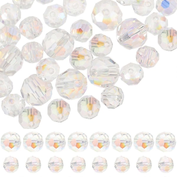 60 stk. Multi-facetterede AB Farve Glasperler Assorterede Glasperler Løse Perler Til DIY