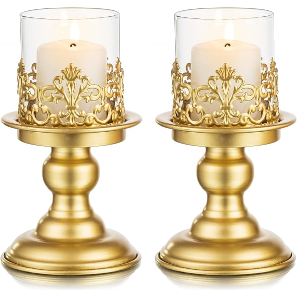 Vintage ljusstakar gyllene ljusstake - dekorativ metall cand