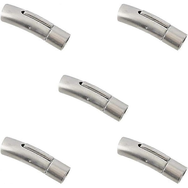 5 Set Bajonettlås 304 Rostfritt Stål Bajonett Halsbandslås med Tryckknapp Kolumnlås Sladd Kolumn Lädersladd Tryck Ändstycke Snäpp, 4mm Hål