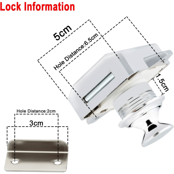 Campingvogn Trykknap - Låsegreb Dørlukning Skabsknap til