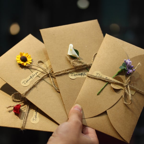 #6 Julhälsningskort 17,5 * 11 cm Kraft tomma kuvert Kartong med kuvert Handgjorda Kraftpapper gratulationskort#