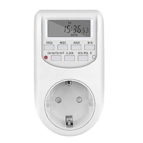 Digital Timer Uttag, Elektriskt Tidsuttag med LCD-Display, 24 Timmar/Vecka, 16 Programmerbara På/Av Repetitions Cykler, för Lampor, Hushållsapparater