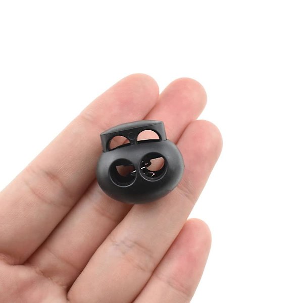50 st Fjäder Snörlås Ändstopp Fäste Slider Växlar Clip Dubbelhål Rund Boll Plast