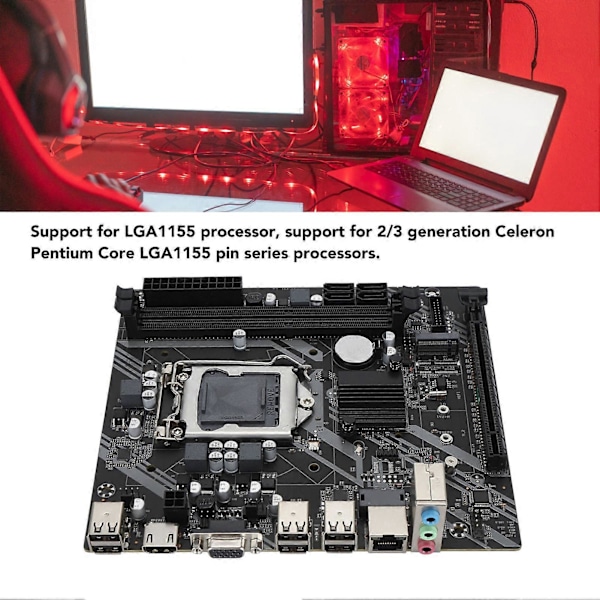 H61S Mini ITX Bundkort LGA 1155 Dual Channel DDR3 6 USB2.0 PCIE X16 Bundkort til Stationær Computer PC